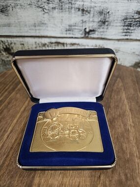 John Deere Model D Gold Colored Belt Buckle In Presentation Case